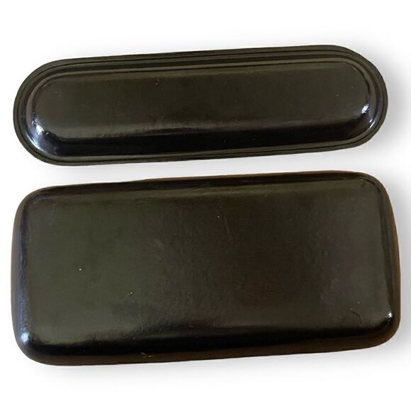 Vintage Wood Plastic Polymer Pen Desk Tray Set Black Gold Starburst Pattern (2) - Picture 12 of 15